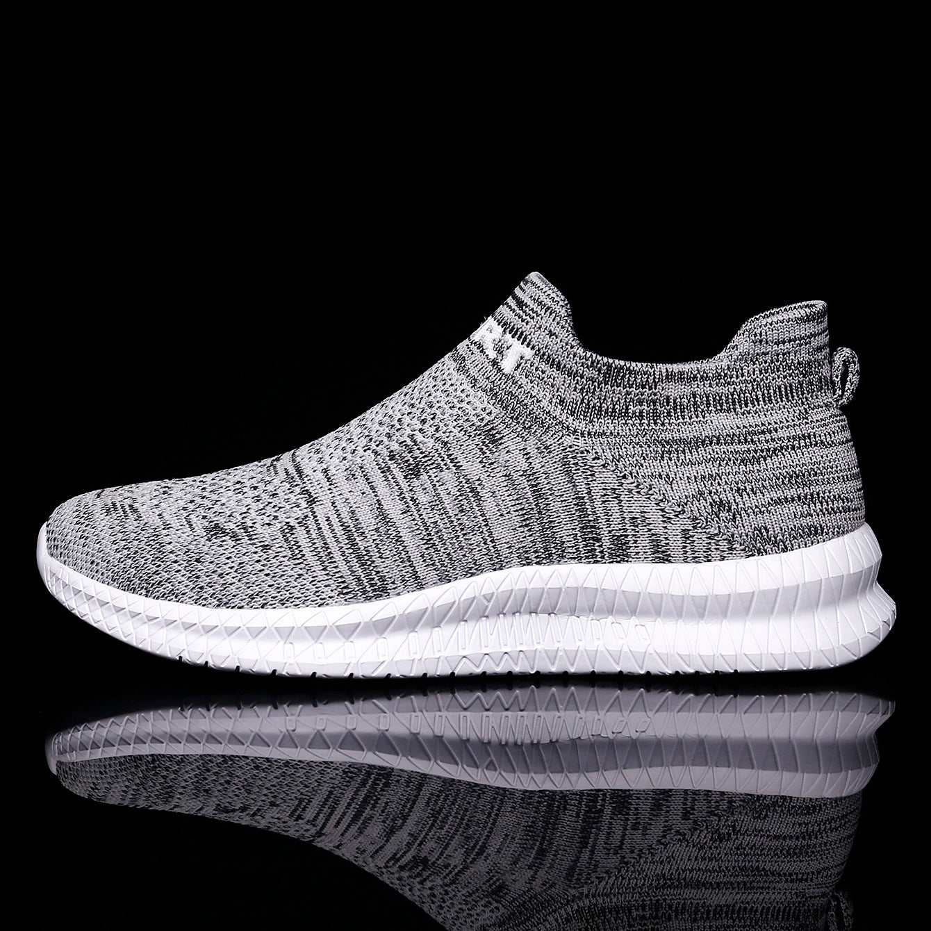 Men's Knit Breathable Slip On Running Shoes, Lightweight Comfy Non Slip Sneaker, Spring And Summer